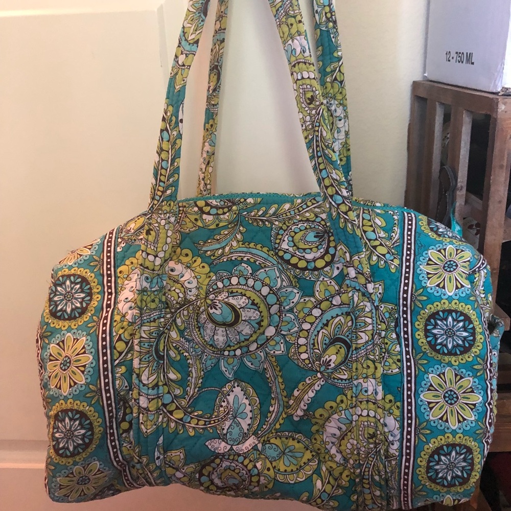 Vera Bradley Small Duffel Peacock Print EUC